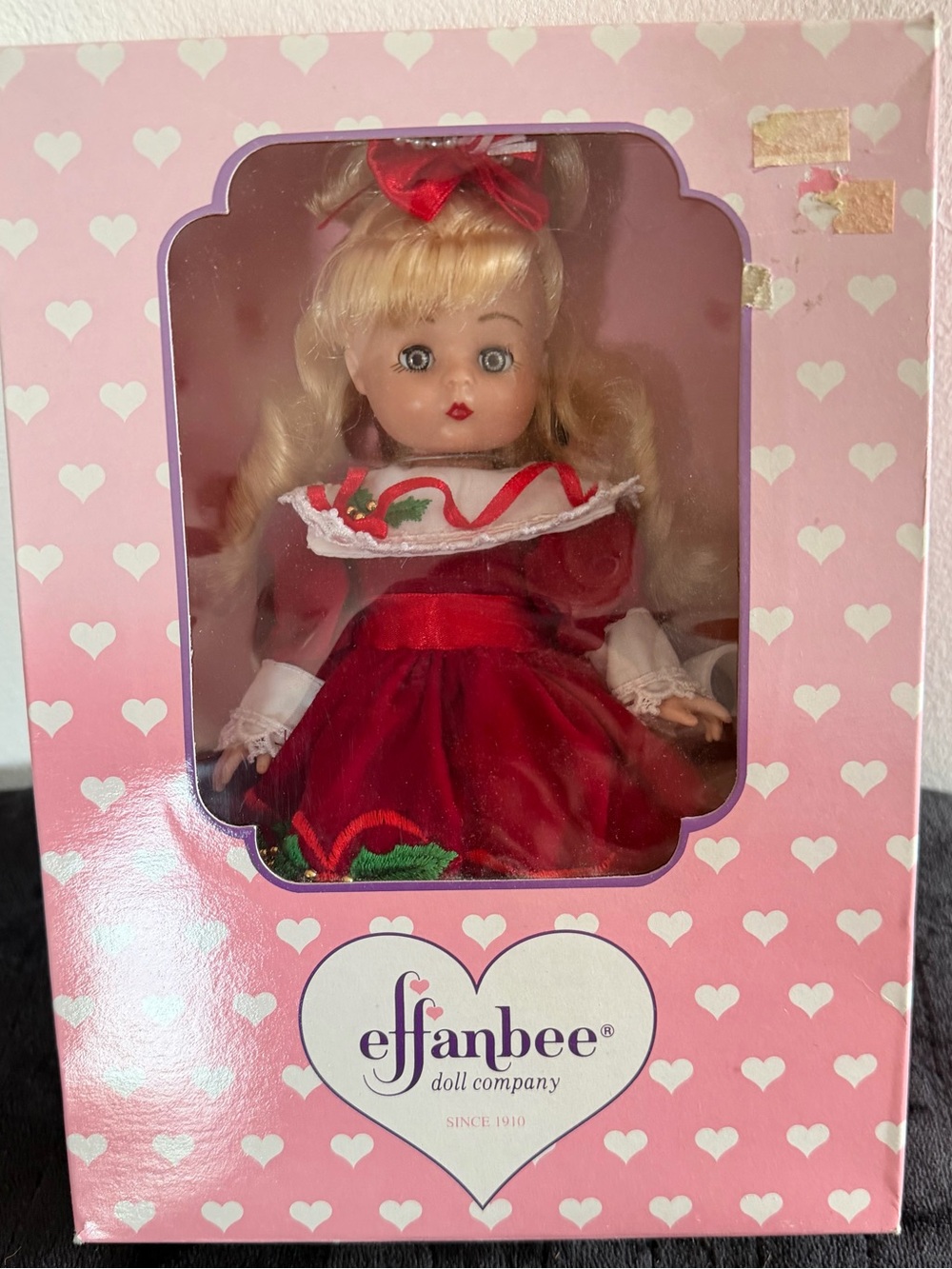 Effanbee Blonde Doll in Red Holiday Dress